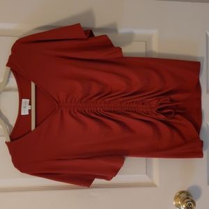 Rust Orange Shirred Front Top Size Small